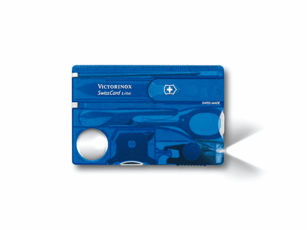SwissCard Lite blau transparent mit Licht