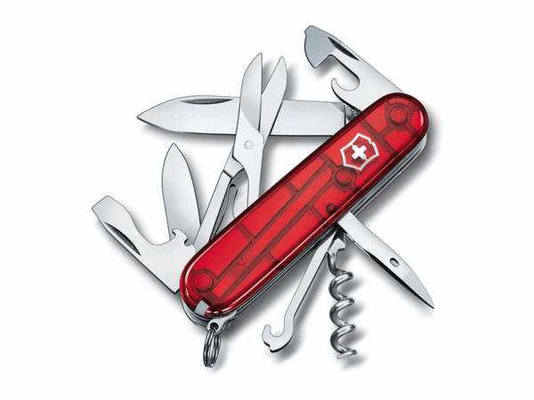 Mittleres Taschenmesser Climber rot transparent