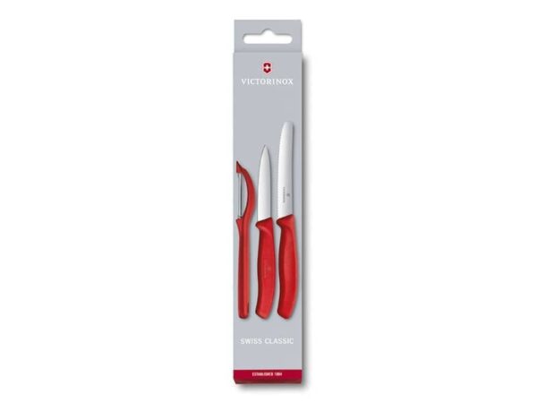 Gemüsemesser-Set Swiss Classic 3-teilig mit rotem Griff in Geschenkverpackung