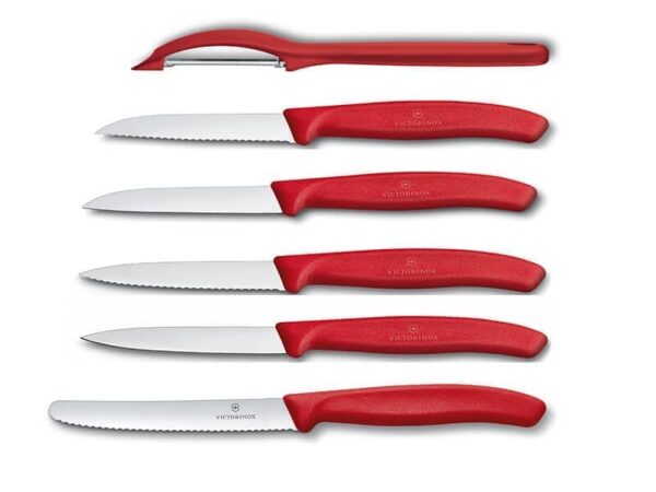 Gemüsemesser-Set Swiss Classic 6-teilig mit rotem Griff