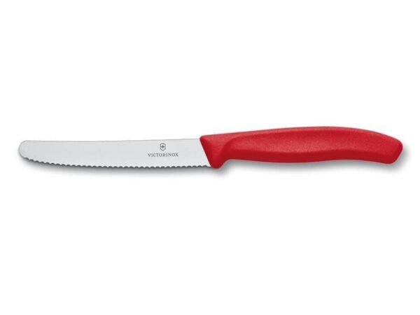 Gemüsemesser Swiss Classic mit Wellenschliff und rotem Griff