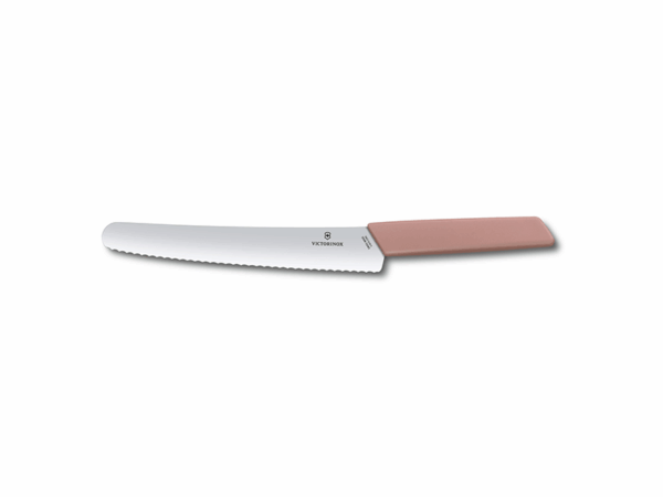 Brotmesser Swiss Modern 22cm apricot rosa mit Wellenschliff