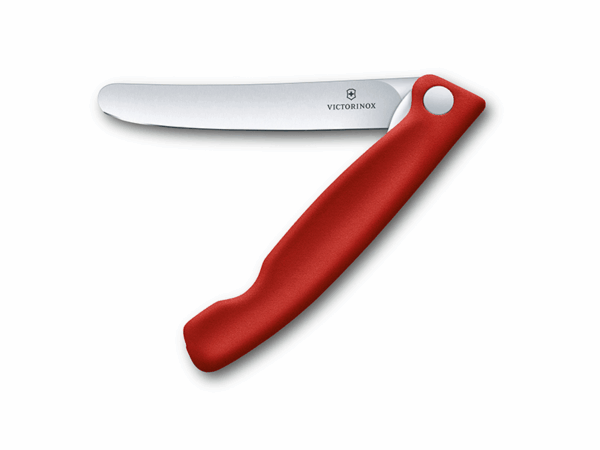 Faltbares Gemüsemesser Swiss Classic gerader Schliff roter Griff