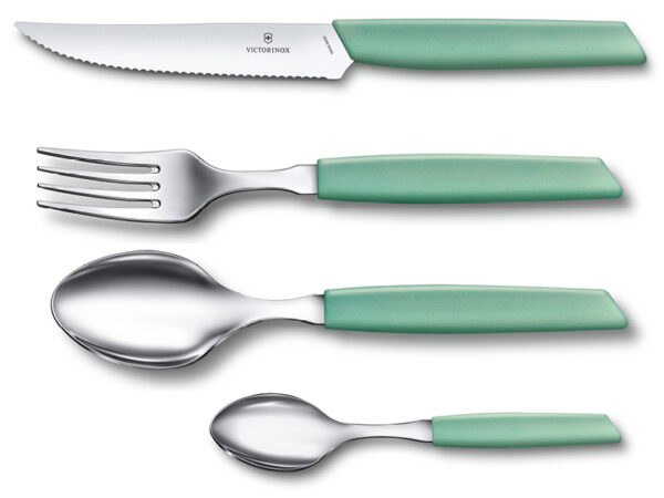 Steak-Besteckset Swiss Modern 24-teilig (Gabel/Steakmesser/Suppenlöffel/Kaffeelöffel) mint-grün