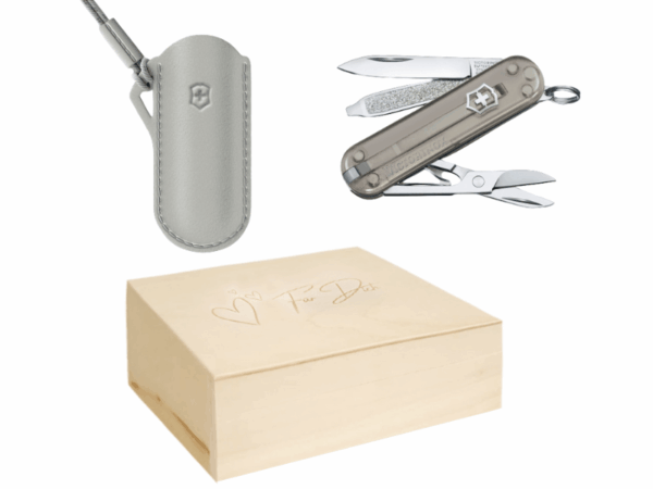 Kleines Taschenmesser Set mit Etui Grau Mystical Morning Geschenksbox Geschenkset, Valentinsbox für Sie