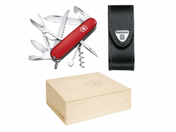 Mittleres Taschenmesser Set mit Etui Rot Geschenkbox für IHN