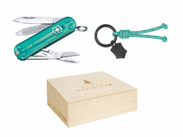 Kleines Taschenmesser Classic SD Colors Transparent Tropical Surf Weihnachtsbox mit Schlüsselring