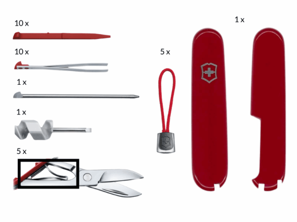 Ersatzteilset groß für Mittlere Taschenmesser rot