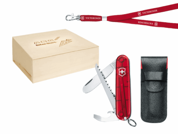 My First Schulstart Box Victorinox rot transparent mit Etui und Nackenband