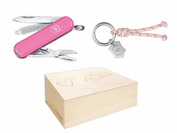 Kleines Taschenmesser Classic SD Cherry Blossom Für Dich Box mit Schlüsselring rosa