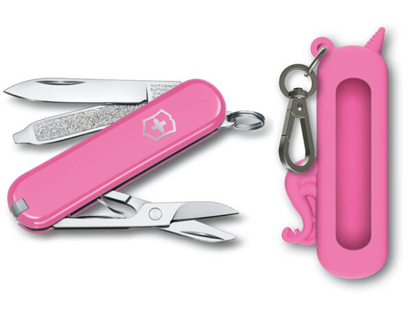 Kleines Taschenmesser Classic SD Cherry Blossom mit Silikonhülle pink