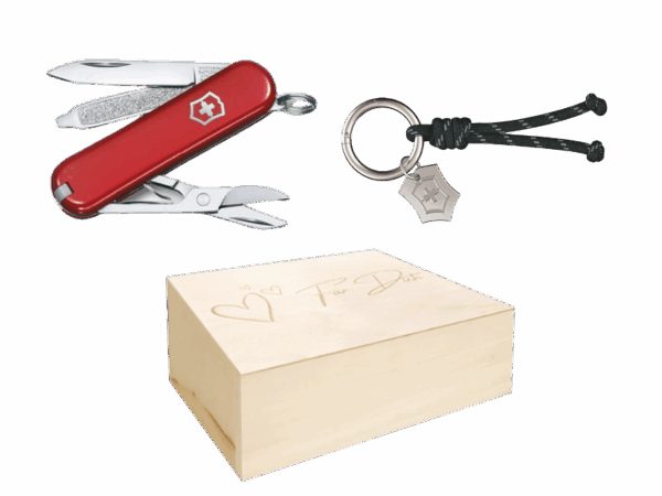 Kleines Taschenmesser Classic SD Style Icon Für Dich Box mit Schlüsselring rot