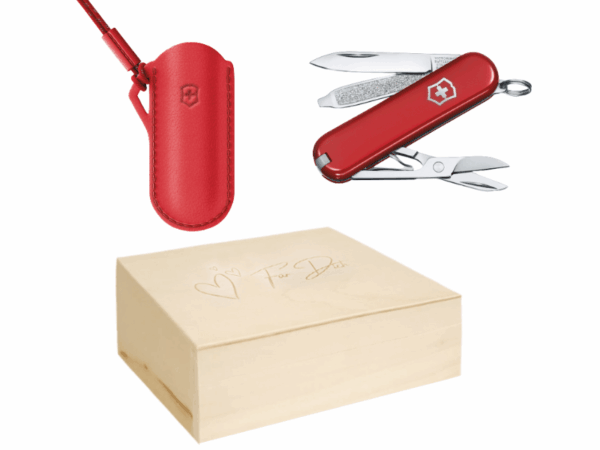 Kleines Taschenmesser Set mit Etui Rot Style Icon Geschenksbox Geschenkset, Geschenkbox für SIE Classic SD Colors