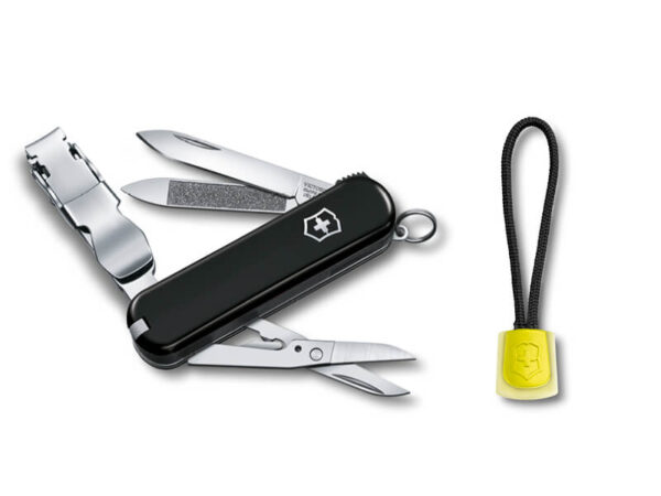Kleines Taschenmesser Nailclip mit Kordel Set Schwarz