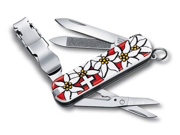 Kleines Taschenmesser Nailclip 580 Edelweiss weiß rot