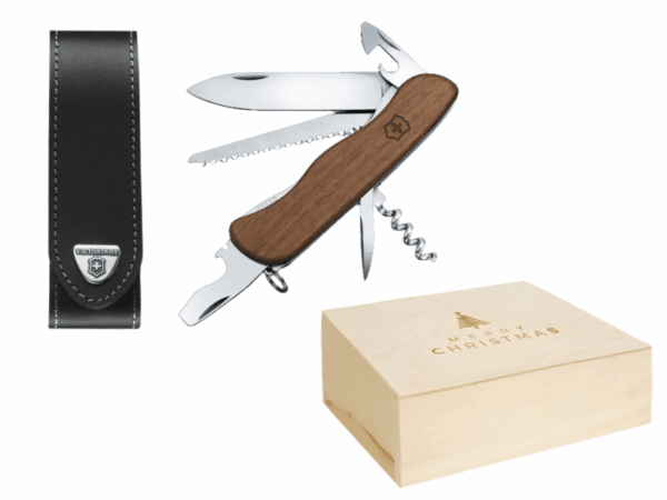 Großes Taschenmesser Forester Wood mit Etui Weihnachtsgeschenk Box