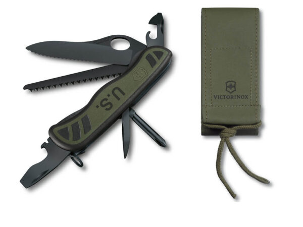 Großes Taschenmesser Trailmaster US Army mit oliv-grünem Etui