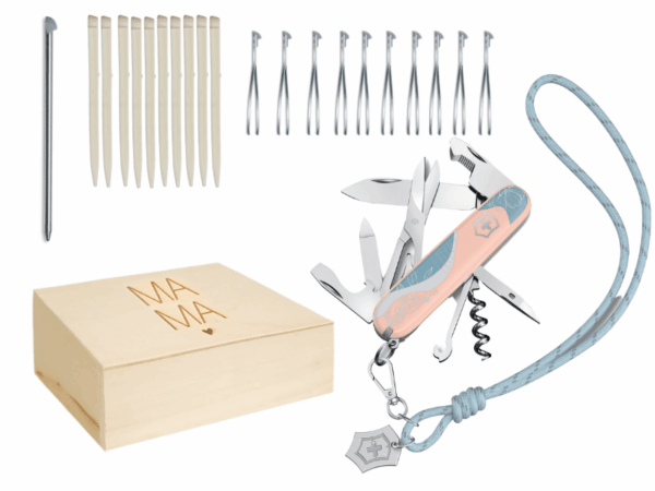 Mittleres Taschenmesser Live to Explore Parois Style mit Ersatzteile Zahnstocher Pinzette Kugelschreiber in Muttertagsb Geschenkbox