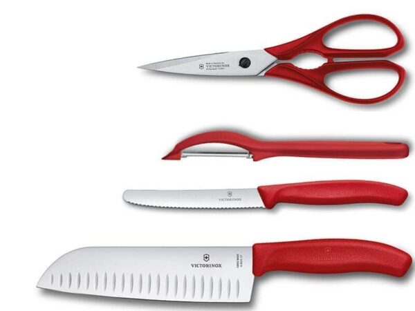 Küchengarnitur Swiss_Classic 5-teilig mit rotem Griff