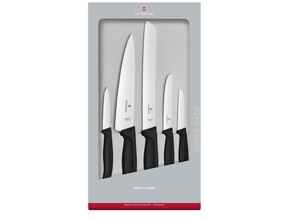 5-teiliges Küchenmesser Set Swiss Classic schwarzer Griff in Geschenkverpackung