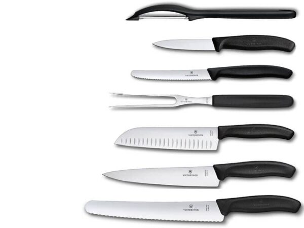 Swiss Classic Küchengarnitur 7-teilig mit schwarzem Griff