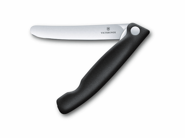 Faltbares Gemüsemesser Swiss Classic mit Wellenschliff schwarzer Griff