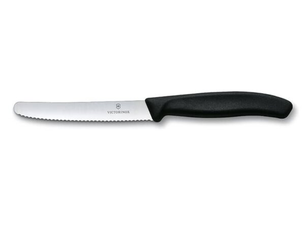 Gemüsemesser Swiss Classic mit Wellenschliff und schwarzem Griff