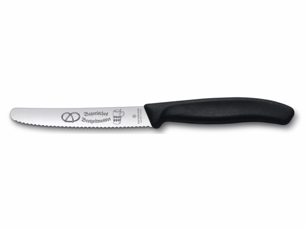 Swiss Classic Bayerisches Brotzeitmesser Wellenschliff Gemüsemesser schwarz