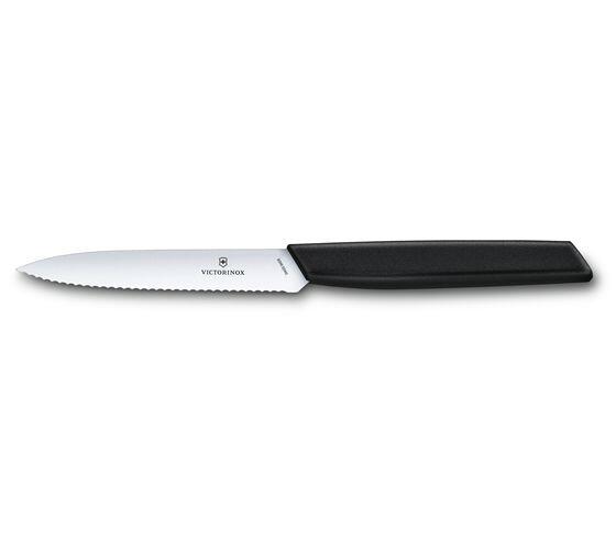 Swiss Modern Gemüsemesser Wellenschliff und schwarzem Griff