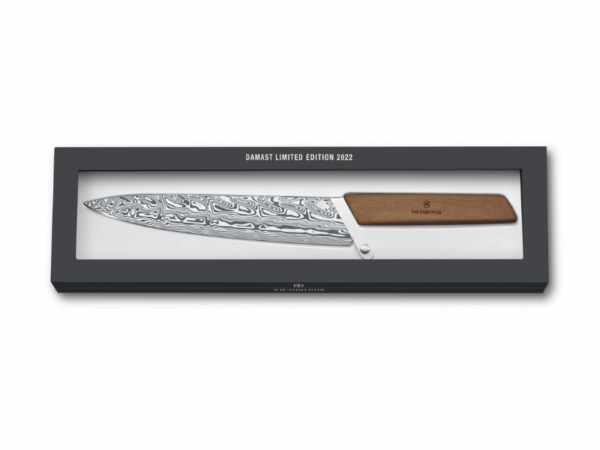 Tranchiermesser Swiss Modern Damast Limited Edition 2022 Holzgriff Geschenkverpackung