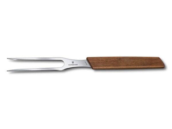 Swiss Modern Tranchiergabel 15 cm mit braunem Holzgriff