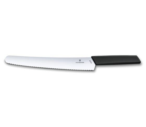 Swiss Modern Brot und Konditormesser 26 cm Wellenschliff und schwarzem Griff