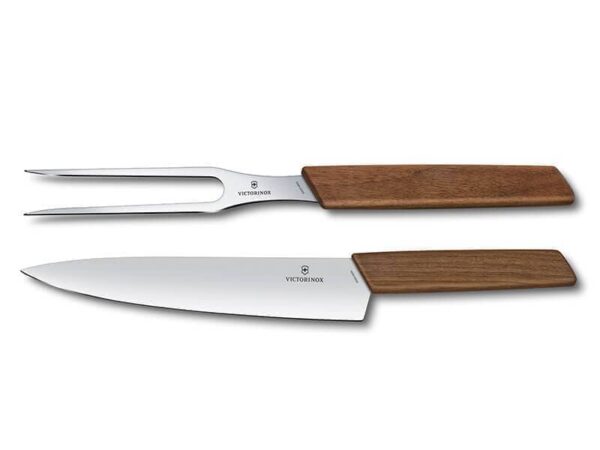 Tranchierset Swiss Modern 2-teilig mit braunem Holzgriff