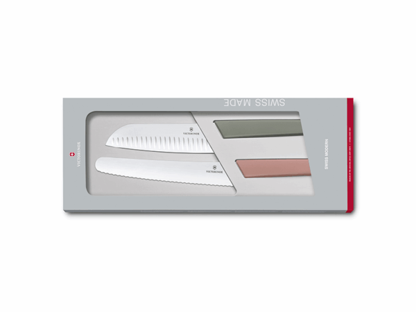 Küchenmesser Set Swiss Modern 2-teilig Brotmesser und Santokumesser mehrfarbig